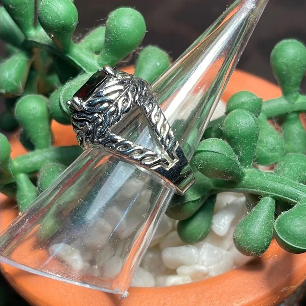 💍💍💍2/40$💍💍💍Silver Ring with Black Stone-7